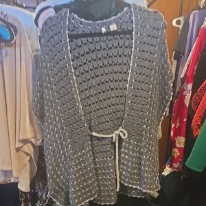 Gray Open-Knit Women's Sweater moth m l Kin